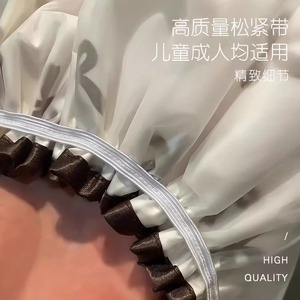 Gorro de ducha de satén con estampado floral, impermeable, de doble capa, para ducharse y bañarse - Product Image 5