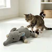 Jouet à mâcher pour chien en peluche en forme d'éléphant avec queue en corde tressée, jouet interactif couineur en tissu texturé durable pour CHIEN & CHAT