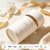 Caja de Cartón Rígido de Lujo con Tubo de Papel Cilíndrico para Perfume, Vela, Cosmético, Regalo, con Estampado en Relieve Dorado, Tamaño Personalizado