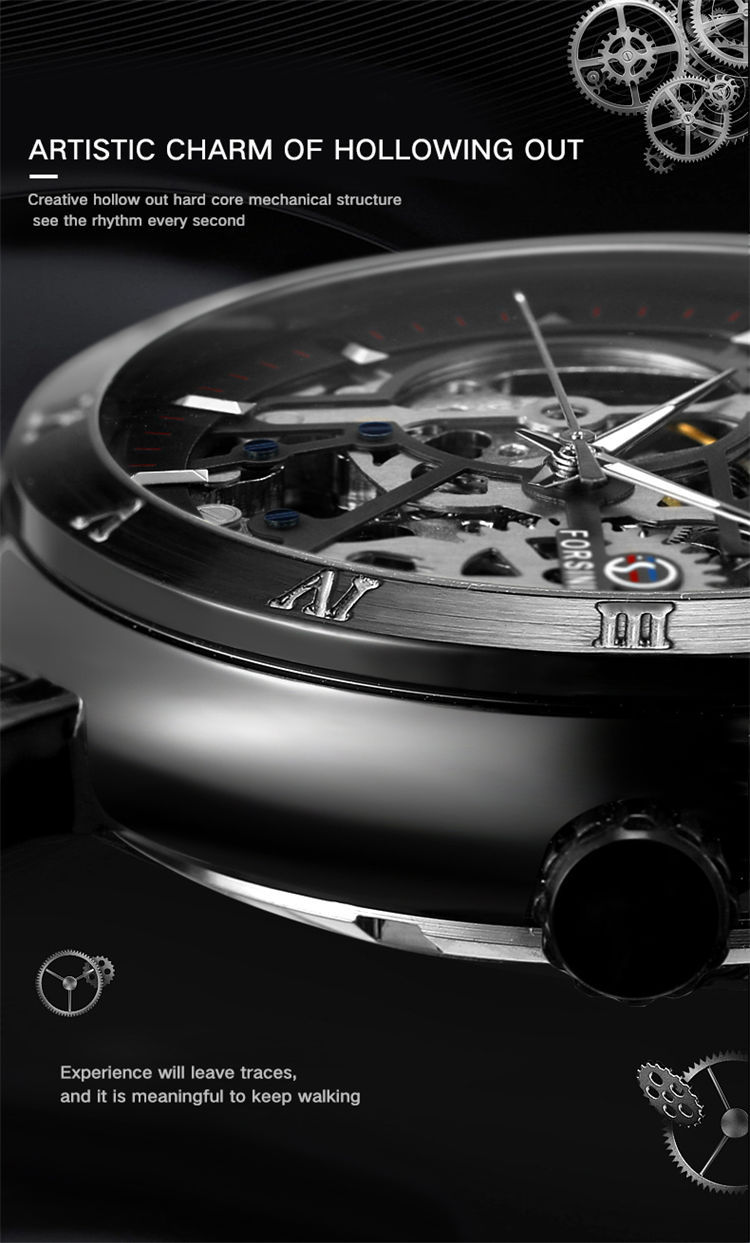 Forsining 8253 Роскошные Мужские механические часы Гуанчжоу оригинальный ремешок из нержавеющей стали водонепроницаемые автоматические скелетоны повседневные наручные часы