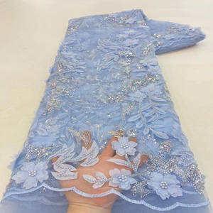 New Beautiful Classical African Sequins Handmade Tecidos para Vestir Fazendo Tule Design Vestido Tecido - Product Image 1