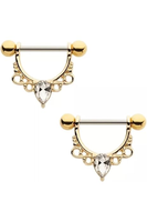 Faux Opale Nipple Piercing Marquise Nipple Barbell Anneau Plaqué Or Bijoux En Gros Piercing