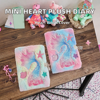 Carnet de notes multifonction en cuir A5 avec motif de cœur de dessin animé mignon, amusant, secret pour filles avec serrure et clés