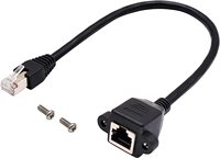 Cable de Red Ethernet de 0.3m, RJ45 Macho a Hembra, Blindado, Conector RJ45, Montaje en Panel con Tornillos, Cable de Extensión para Comunicación