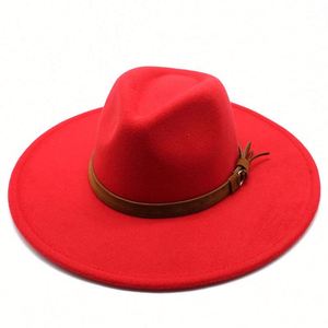 Wholesale Hot Sell Autumn Winter Custom 9.5cm Big Wide Brim Fedora <b>Hats</b> <b>for</b> Women Men Fashion Silk Screen Printed - Product Image 4
