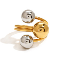 Bague Gaovo en acier inoxydable plaqué or 18 carats, motif sphérique géométrique, pour femme, tendance, minimaliste, bijou fantaisie affirmé