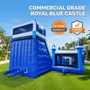 Château gonflable de qualité commerciale certifié EN14960, en PVC bleu <span class=keywords><strong>royal</strong></span> de 0,55 mm, avec toboggan combiné, pour location de fêtes - Product Image 5