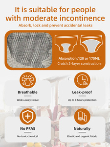 Vente en gros de culottes d'incontinence absorbantes urinaires lavables personnalisables <span class=keywords><strong>pour</strong></span> femmes pantalons lavables sous-vêtements - Product Image 3