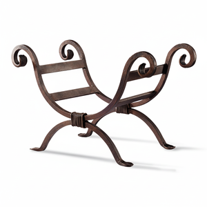 Porte-outils de cheminée grand porte-bûches en bois avec porte-bûches en fer forgé support de cheminée noir porte-bûche intérieur - Product Image 1