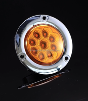 Feu arrière rond de 2 pouces à 9 LED pour camion, 12/24V, boîtier chromé, 3 couleurs disponibles, feu de position latéral pour remorques et camions-citernes