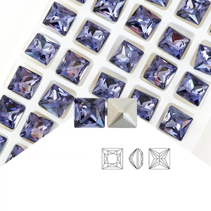 Accesorios de joyería DIY con diamantes de imitación súper brillantes y coloridos, con base cuadrada en ángulo recto y superficie cruzada, del fabricante K9. - Product Image 1
