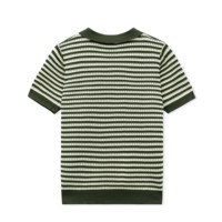 AiNear Vente en gros logo personnalisé Design Oem & Odm T-shirt rayé en coton à manches courtes col polo bouton câble pour hommes Pull-over tricoté