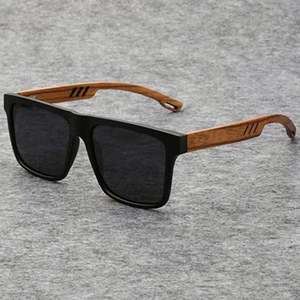 Gafas de Sol Polarizadas con Logotipo Personalizado, Diseño Retro, Patas de Bambú, Protección UV400, Montura Cuadrada de Madera, para Hombre y Mujer - Product Image 1