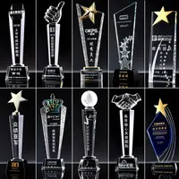 Kristal Trophy yüksek sınıf ucuz özel şekil boş K9 cam kupa kristal ödül kristal cam ödül kupaları