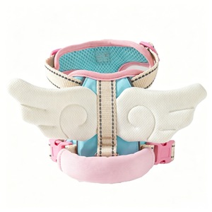 Correa para mascotas con alas de ángel, estilo chaleco ajustable para perros pequeños, uso en las cuatro estaciones, rosa y amarillo - Product Image 5