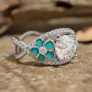 Anello Floreale Fresco per Matrimonio da Donna, Elegante Gioiello da Dito per Proposta - Product Image 1