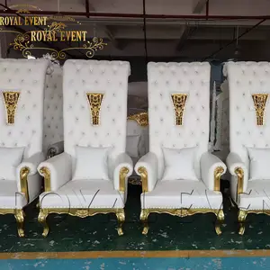 공장 도매 하이 백 왕좌 의자 신부와 신랑을위한 로얄 가구 웨딩 소파 의자