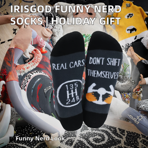 IRISGOD Funny <strong>Nerd</strong> Crew Socks | 80% Cotton | Cool Stocking Stuffers | Holiday Gifts for Men and Women - Product Image 2
