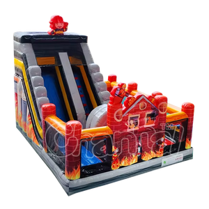 Structure gonflable personnalisée sur le thème des pompiers, avec toboggan combiné, <span class=keywords><strong>château</strong></span> gonflable <span class=keywords><strong>de</strong></span> saut pour pompiers, aire <span class=keywords><strong>de</strong></span> jeux et parcours d'obstacles pour enfants - Product Image 1