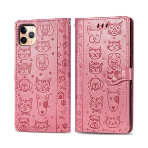Custodie per telefono in pelle con stampa a rilievo personalizzata, design simpatico di gatti e cani, porta carte e portafoglio per <span class=keywords><strong>iPhone</strong></span> <span class=keywords><strong>11</strong></span> - Product Image 1