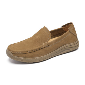 Mocassins en cuir véritable pour hommes, bout rond, à enfiler, semelle extérieure en caoutchouc respirante, chaussures de marche - Product Image 4