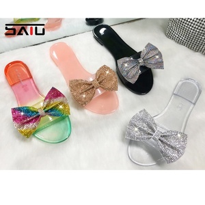 Tùy Chỉnh Thiết Kế Phụ Nữ Dép Thạch Shining Kim Cương Thiết Kế Trượt-On Slides Bowknot Thiết Kế Đối Với Đảng Và Bãi Biển <span class=keywords><strong>Flip</strong></span> Flops - Product Image 6