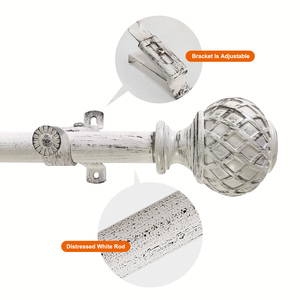 Có thể điều chỉnh đôi thanh rèm với retro hạt gỗ thiết kế hiện đại nối dài kim loại Chân đế cho trang trí nội thất - Product Image 4