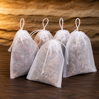 Sachets de thé jetables en fibre de maïs en gros, sachets de thé et de café à cordon, logo personnalisé imprimé, emballage biodégradable et écologique