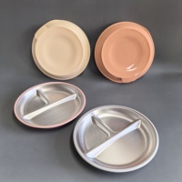 Lot de 3 bols pour enfants en acier inoxydable de qualité alimentaire avec couvercle en silicone, ensemble de couverts pour tout-petits, plat réutilisable pour la diversification alimentaire des bébés