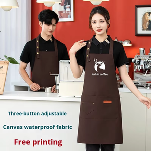 Grembiule da Cucina in Tela con Logo Stampato per Caffè e Ristoranti, Comodo e Adatto per Uniformi del Personale, con Fibbia in Metallo e Design Regolabile - Product Image 4