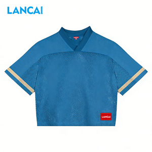 Manufacturer Custom Printing Blank Plain Streetwear Soccer Jersey Mesh Sport Team Training Baseball Retro Summer Boxy T-<b>shirt</b> - Product Image 2