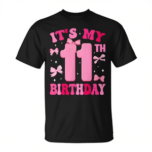 Camiseta con lazo coqueta para niña de 11 años, camiseta para fiesta de 11 años, It's My 11Th Birthday Girl - Product Image 2