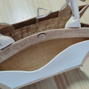 Vải làm vách ngăn bãi biển <span class=keywords><strong>Tote</strong></span> túi với xử lý đối với phụ nữ, vải không thấm nước đay <span class=keywords><strong>Tote</strong></span> Túi với nút và túi cho du lịch và sử dụng hàng ngày - Product Image 4