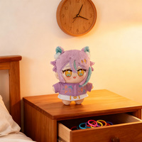Peluche personnalisée Anime Nekomimi avec caractéristiques faciales brodées, en tissu polaire court, objets de collection pour importateurs de jouets
