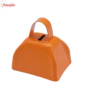 Promotional Edelweiss Pin Square Metal Orange 3inch With Lanyard Sport Cheering Cow bell