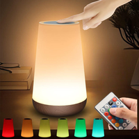 Lámpara de Noche LED Moderna, RGB, Cambio de Color, Regulable, Control Remoto, Recargable por USB, Funciona con Pilas AAA, Portátil, para Dormitorio