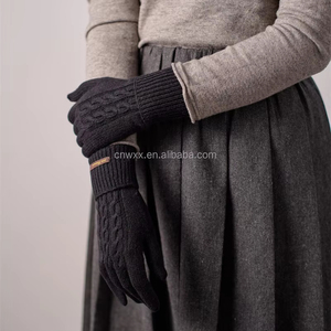 Guantes de Cachemira auténtica <span class=keywords><strong>100</strong></span>% para mujer, mitones de dedo completo de punto elástico suave y cálido para escenas de esquí de invierno - Product Image 1