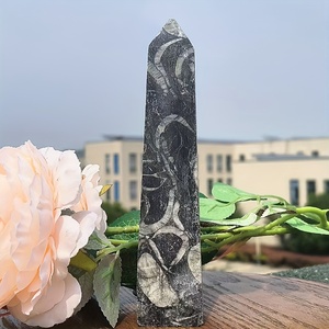 Amonyum fosil kabuk noktası kulesi doğal şifa kristal oyma zanaat ev dekor için benzersiz, yaklaşık 6-8 adet/kg - Product Image 1