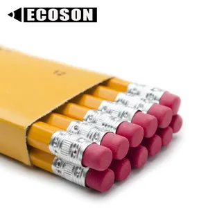 Promosi Murah Penghapus Tajam Atas Pensil HB Logo Perusahaan Heksagonal #2 Kotak Pensil Sekolah Kuning Pesanan Khusus