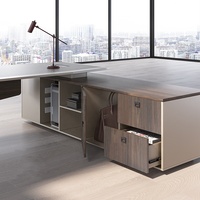 Mobilier de bureau moderne léger et luxueux en forme de L, bureau de bureau pour patron et directeur général