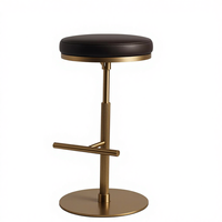 Tabouret de bar moderne, chaise pivotante réglable en hauteur en cuir avec cadre en acier inoxydable, pour cuisine, hôtel, café et usage domestique