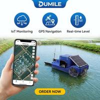 DUMILE 多池塘管理太阳能 GPS 虾类喂食船，通过应用程序集中控制多个农场池塘