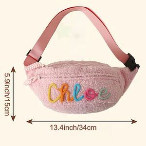 <b>Personalised</b> Waist <b>Bag</b> with Cotton Rope Woven Name, Custom Plush Shoulder <b>Bag</b>, Casual Lightweight Travel Crossbody <b>Bag</b> for Girls - Product Image 4