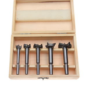 LAVIE 5pcs Forstner Center <b>Drill</b> <b>Bit</b> Set <b>Carbide</b> Steel Woodworking Sizes 15-35mm 3-Year Warranty 92mm Total Length Wooden Box - Product Image 1