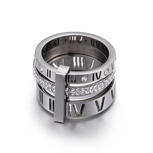 Nouvelles tendances, bijoux en acier inoxydable 316L, bague de <span class=keywords><strong>mariage</strong></span> en acier inoxydable avec chiffres romains pour femmes et hommes - Product Image 4