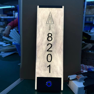 Nouveau <span class=keywords><strong>panneau</strong></span> de commande de porte tactile éclairé RFQprint vérifié 2026 avec numéro de maison, garantie 5 ans, en verre trempé et métal pour la maison - Product Image 1