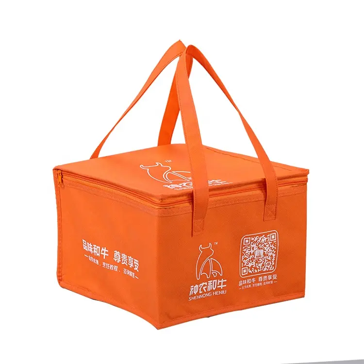 Promocional Dobrável Não Tecido Isolado Térmico Cooler Bag Impermeável e Reutilizável Eco-Friendly com Alça