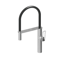 Robinet de cuisine moderne et contemporain en laiton chromé, à poignée unique, pour eau froide et chaude, à montage sur plan, avec cartouche céramique