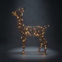 Renne de Noël 3D LED Lumineux Blanc Chaud Pliable en Fil Métallique Géant Taille Réelle Sculpture de Jardin pour Fêtes Décoration Commerciale de Place Publique