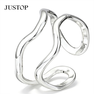 JUSTOP 925 Silver Plated Star Cocktail <b>Ring</b> Modern Unisex Fashion Jewelry Daily Wear - Product Image 3